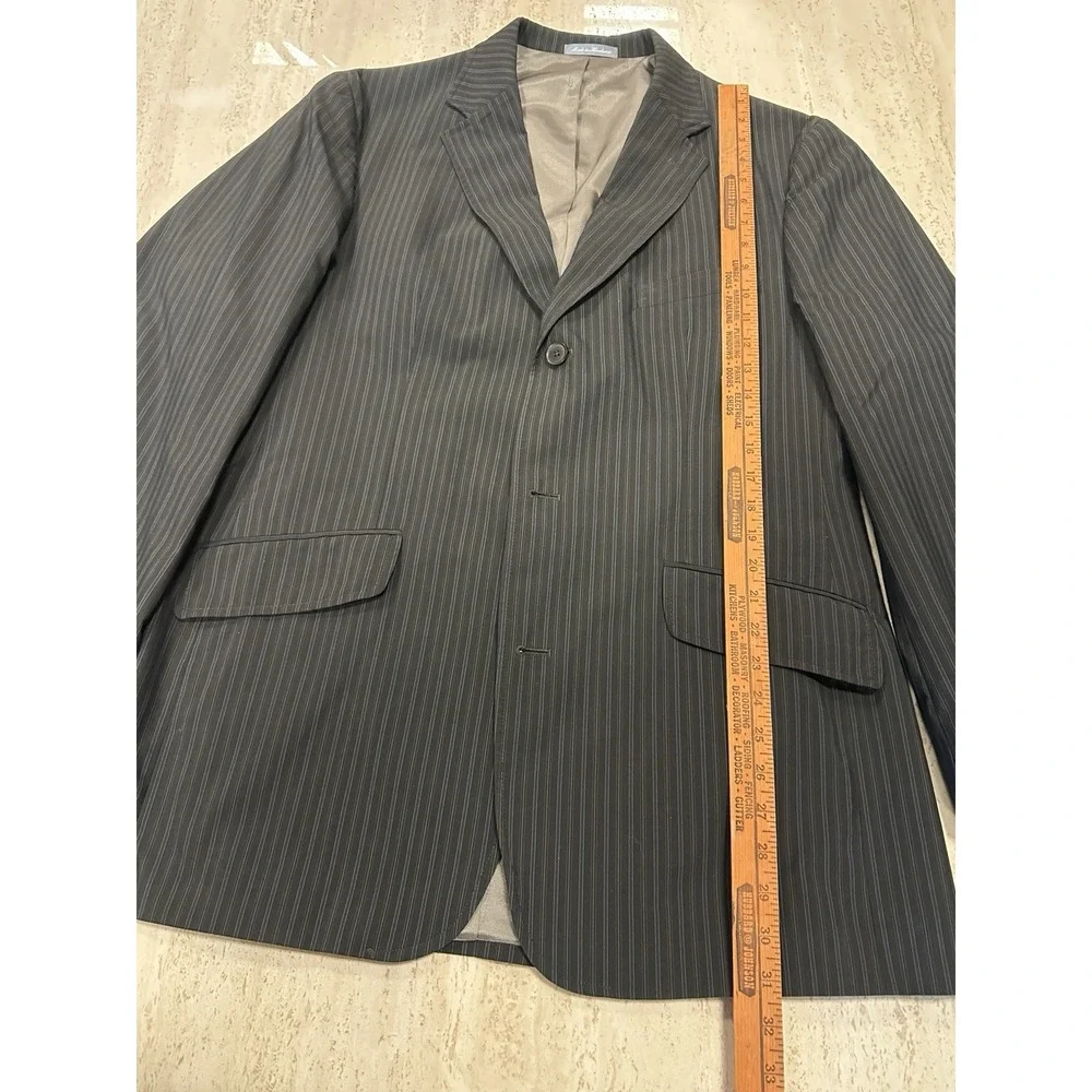 Oscar de la Renta Blazer 42L Black‎ Pinstripe Sport Coat Cotton Blend Honduras